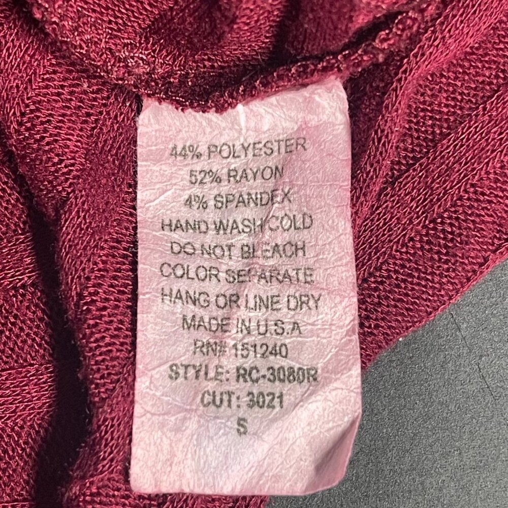 Rolla Coster Sheer Ribbed Cardigan Kimono | Burgundy Wine | Made in USA | Size S - Picture 4 of 4